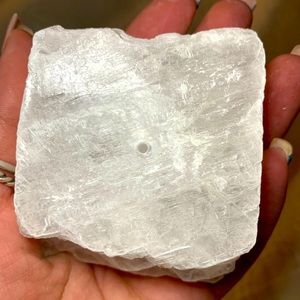 Selenite incense holder